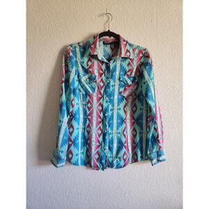 Wrangler Women's Retro Western Fashion Casual Button Up Long Sleeve-Sm
